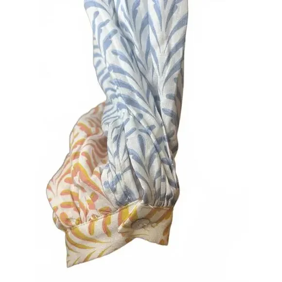 Aura Women's Patterned Linen Boho Long Sleeve Blouse with Tassels Baby Doll XS - Picture 7 of 10